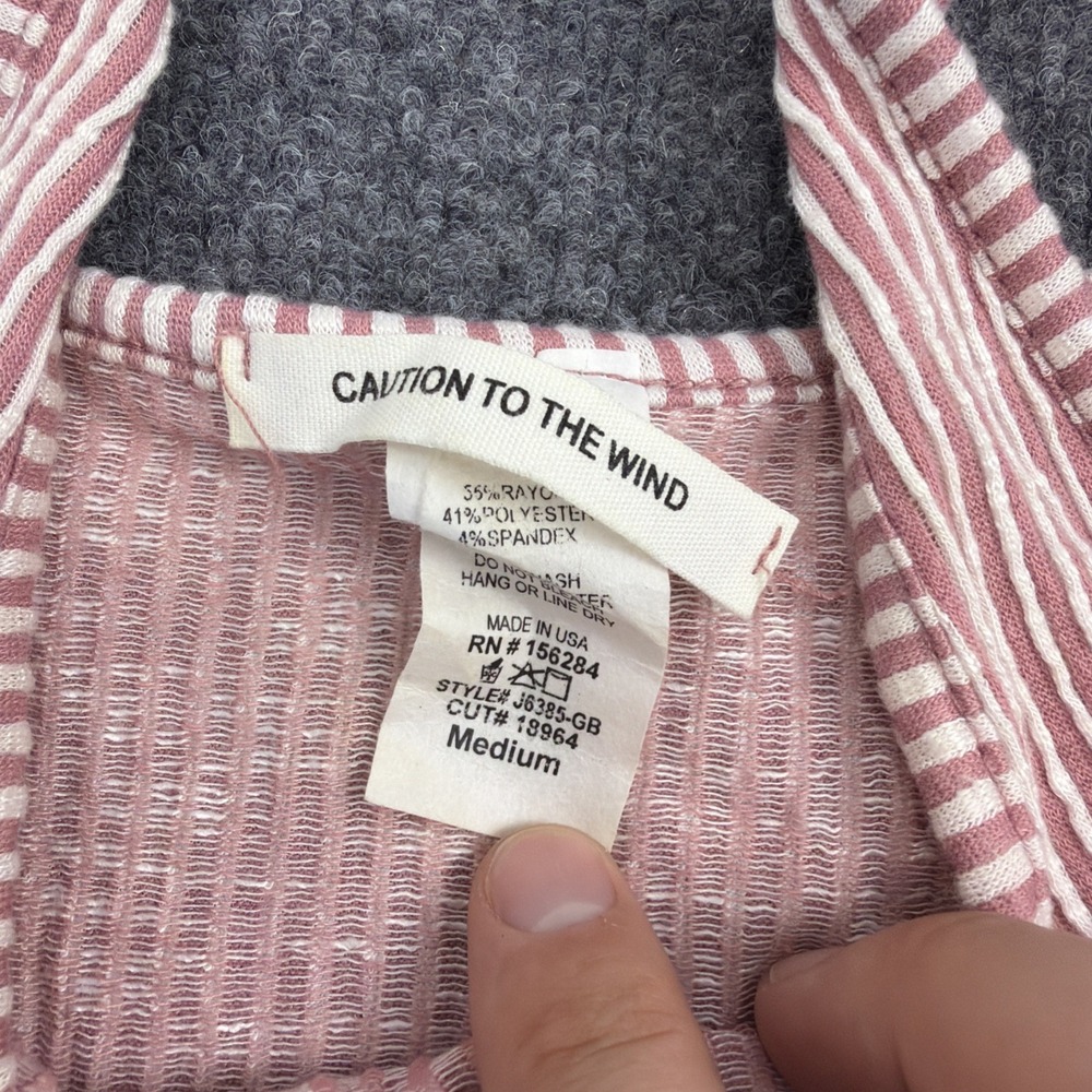 Caution To The Wind Striped Tie Romper Shorts Size Medium Pink And White USA - Picture 4 of 8